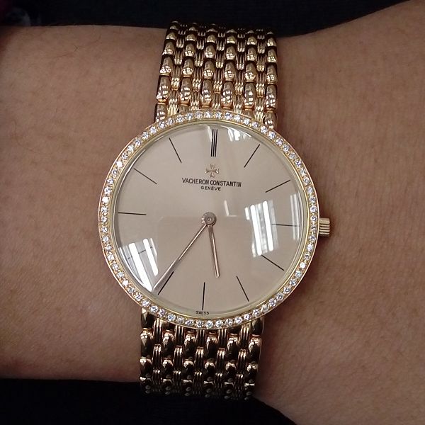 新北流當手錶拍賣 VACHERON CONSTANTIN 江詩丹頓 18k玫瑰金 鑽圈 手上鍊 男錶 盒單齊 ZR372