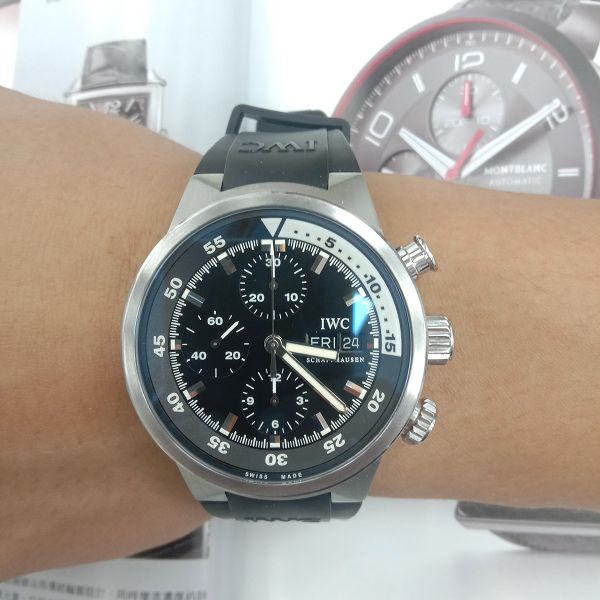 新北流當手錶拍賣 IWC 萬國 Aquatimer Chronograph 海洋計時 自動 男錶 9成5新ZR543